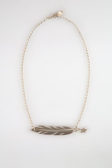 Feather Necklace Silver