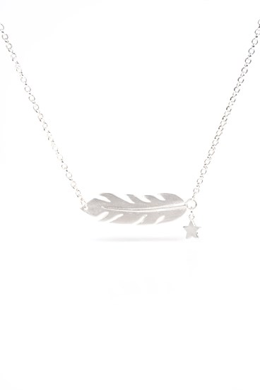 Feather Necklace Silver